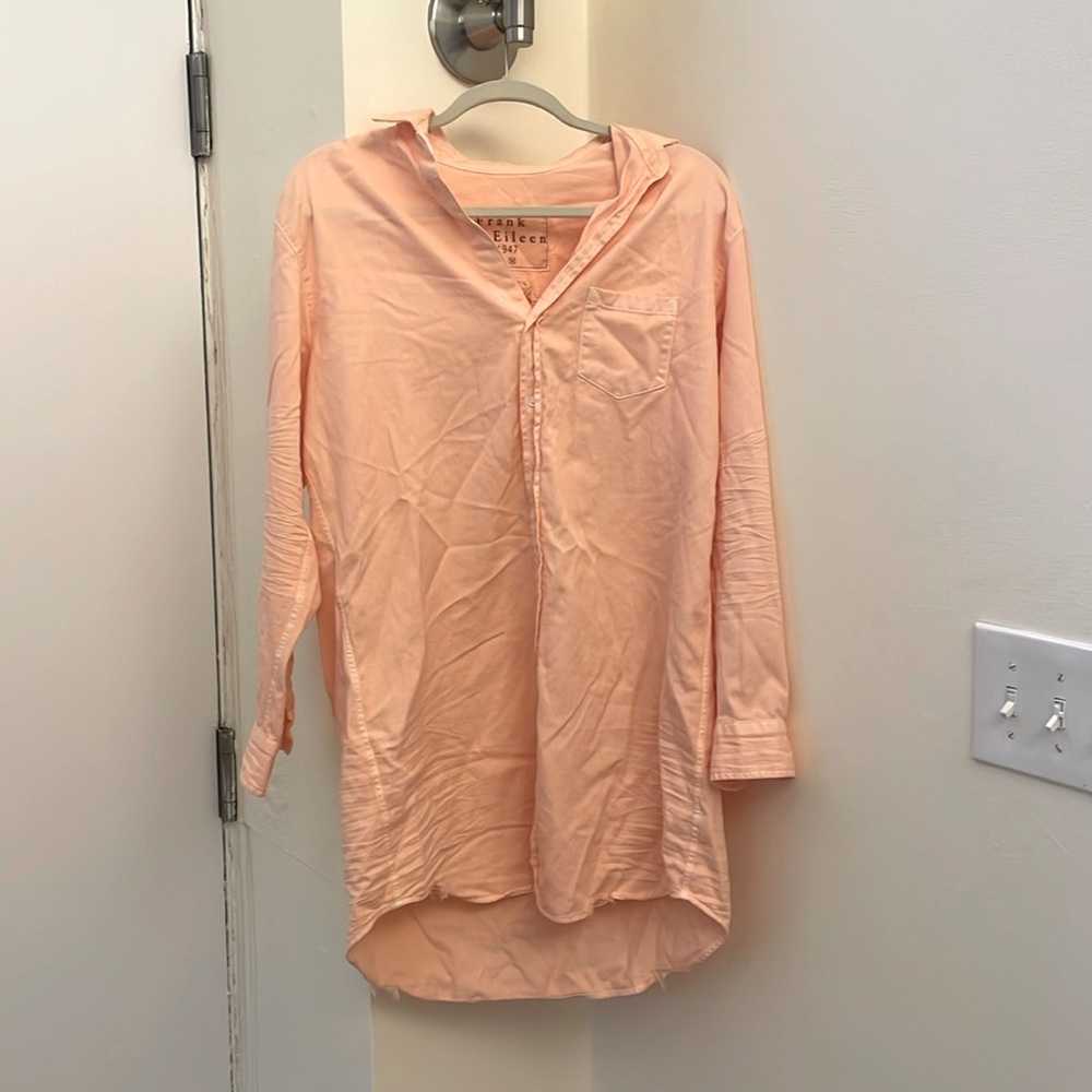 Frank and Eileen * Medium * Peach/Neon Pink shirt dress